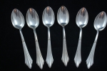 WMF 900 Fächermuster 6 kleine Kaffeelöffel / Teelöffel 12,7 cm Gravur versilbert