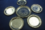 5 Untersetzer + Flaschenteller versilbert