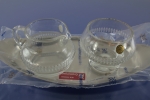 WMF Milch- und Zucker Set Glas auf Cromargan Tablett